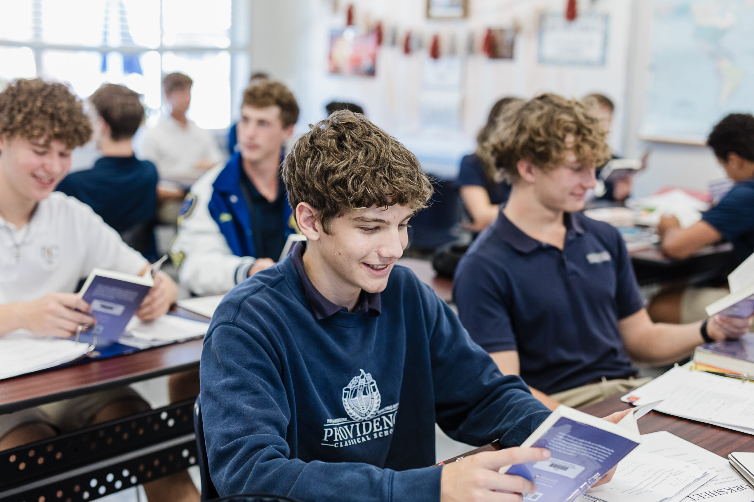 Students engaging in classical learning at PCS, a private Christian school in Houston, TX.