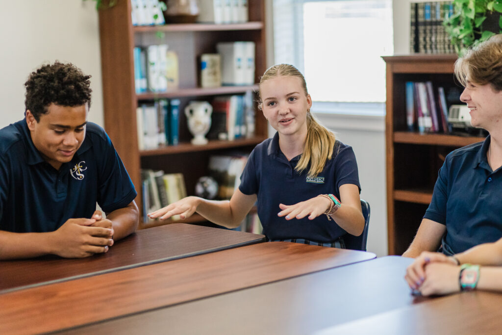 Students engaging in classical learning at PCS, a private Christian school in Houston, TX.