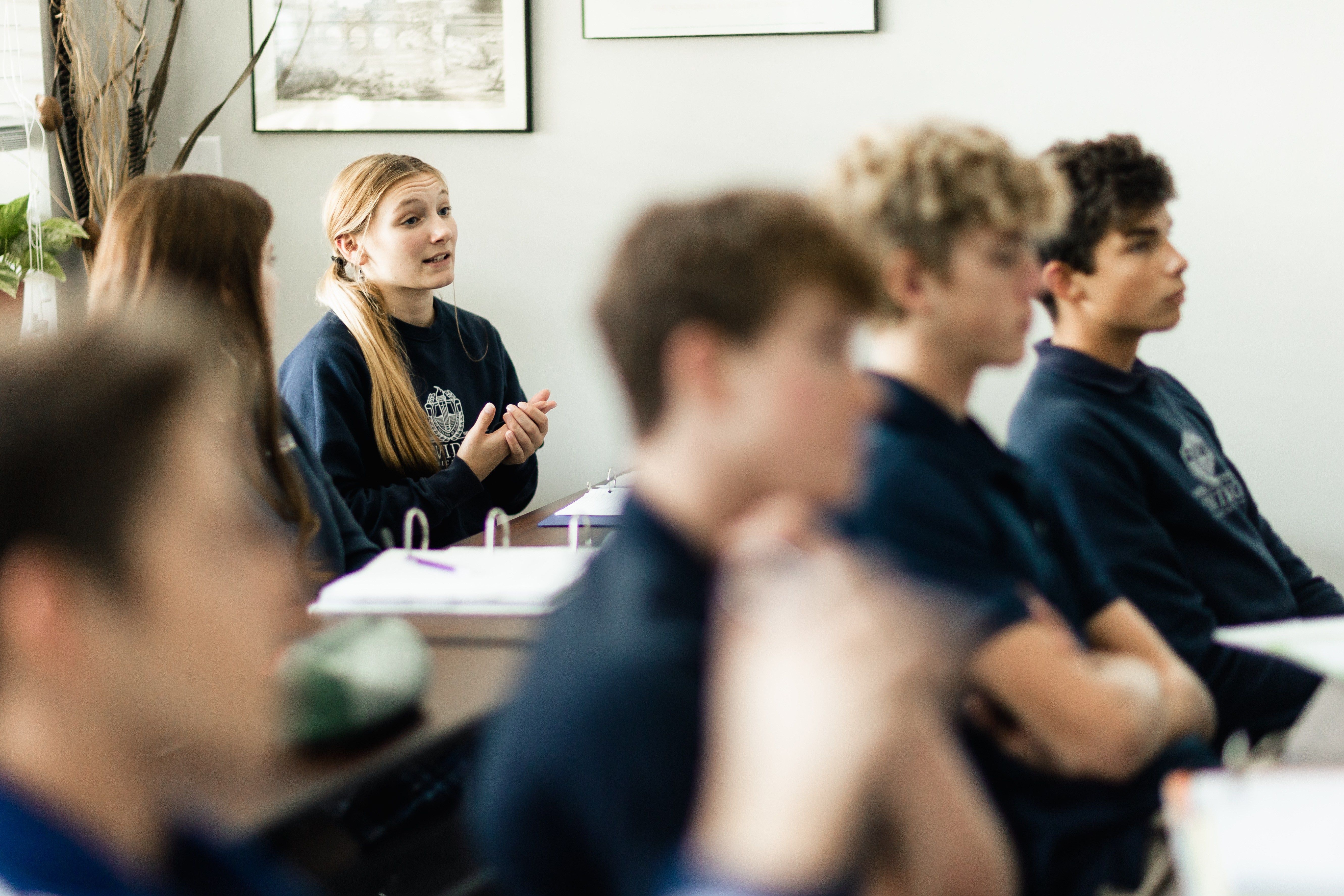 High school students in classroom discussion